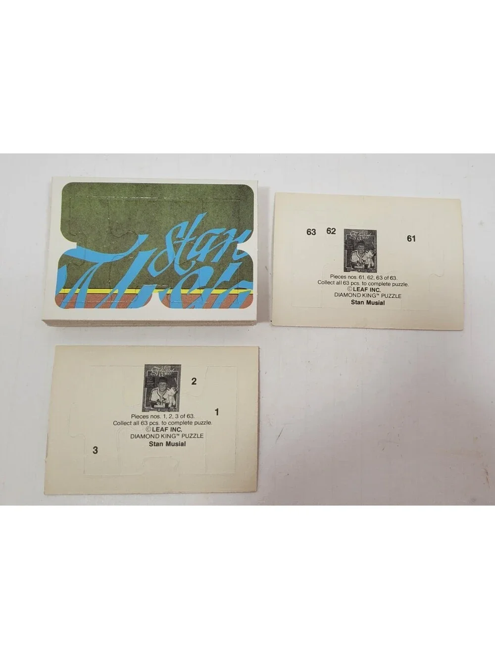 Stan Musial Puzzle Cards, Complete 63 Unpunched Pieces, Leaf Inc. Diamond King
